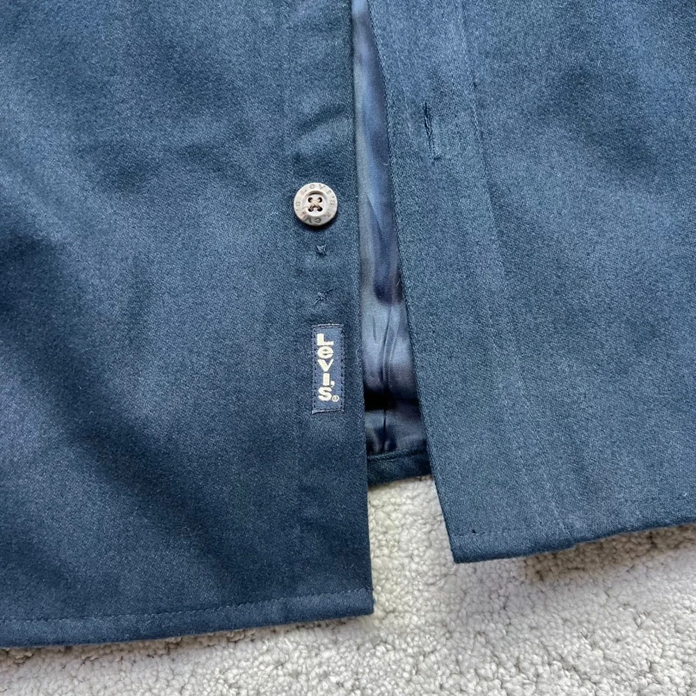 Levis Shirt Jacket Mens L Navy Blue Lined Cotton Chamois Pockets Chore Shacket